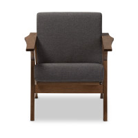 Baxton Studio SW5236-Grey/Walnut-M17-CC Cayla Living Room 1-Seater Lounge Chair